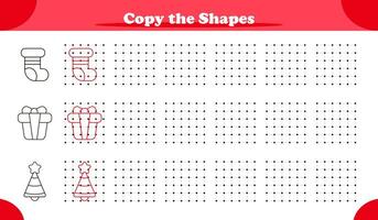 Copy the shapes activity game for kids for Christmas vector