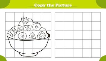 Copy the picture activity game for kids featuring fruit salad vector