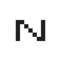 Logo letter N pixel square dot unique design with blank background vector