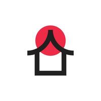 Logo japanese building with sun and blank background vector