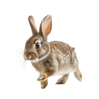 a rabbit run , elevation front view , isolated on transparent background png