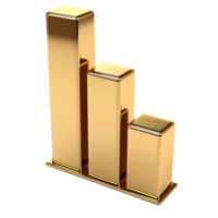 a bar chart with 3 bars the bars are gold on a white background, all bars the same height png