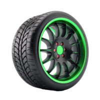 racing car wheels with green without background png