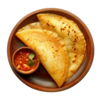 dosa on autentic plate. Simple. Detail. Isolated transparent background png