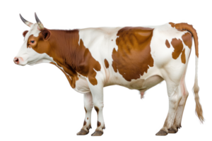 cow with spotted horns, side view, isolated on transparent background png