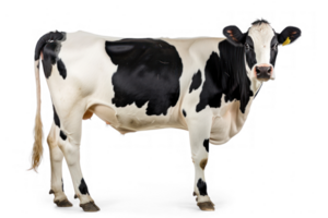 white and black cow isolated on transparent background png