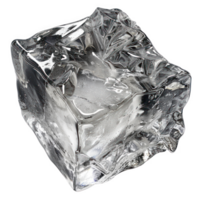 A central ice block, captured with a close-up and macro lens, against a transparent background png