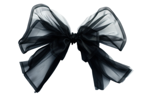 a realistic black bow in tulle fabric mesh on a transparent background png