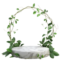 a round table with green plants and vines png