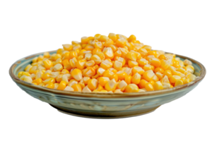 A plate of corn kernels on a transparent background png