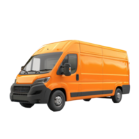 orange delivery van on transparent background png