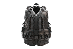 a black vest with a backpack on it isolate on transparent background png