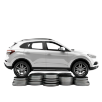 modern car on stack coins transparent background png