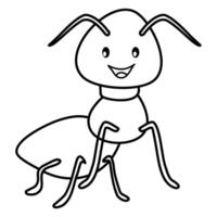 Happy cartoon ant with line art, ant sketch coloring page vector