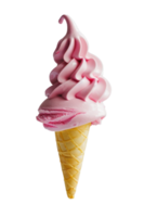 pink ice cream with yellow cone floating on transparent background png