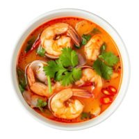 tom yum kung, top view, transparent background png