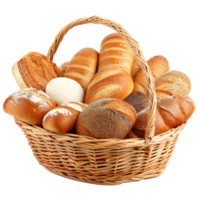 breads in basket isolated on transparent background png