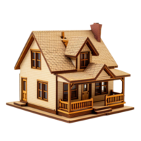 ranch style house, american house made of small wooden pieces, a model of a house, transparent background png