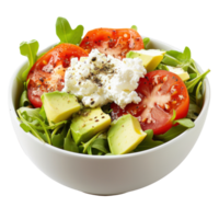 tomato salad with avocado, cucumber, and feta cheese png