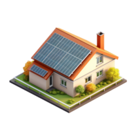 House with solar panels on the roof. Sustainable and clean energy at home png