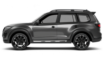 Grey SUV car in side view isolated on transparent background png