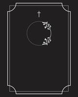 Funeral card. Empty card. Black and white frame vector
