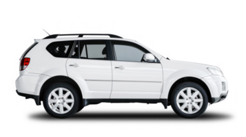 White SUV car in angle view isolated on transparent background png