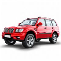 presentation of a red SUV type car, transparent background png