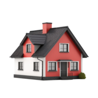 3D rendering of simple house isolated on transparent background png