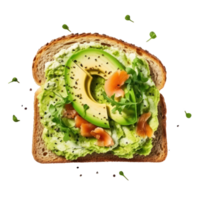 Toast with avocado and fish on a transparent background png
