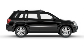 black SUV car in angle view isolated on transparent background png