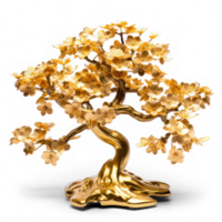 gold bonsai tree isolate on transparent background png