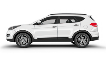 White SUV car in side view isolated on transparent background png