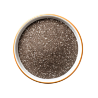 Top view of Chia seeds in bowl on transparent background png
