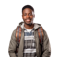 an image of a young black man with a backpack png