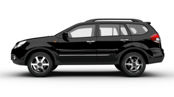 Black SUV car in side view isolated on transparent background png