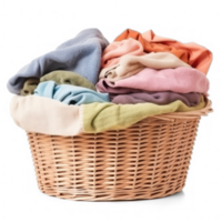 a basket full of clothes on a isolate on transparent background png