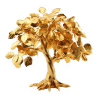 gold leaf tree isolate on transparent background png