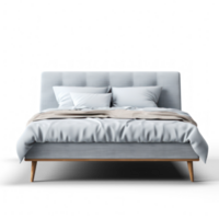 a bed with pillows and a white sheet on a transparent background png