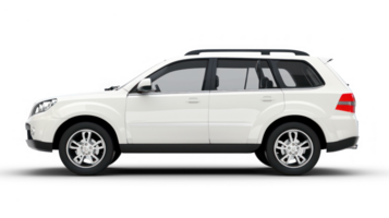 White SUV car in angle view isolated on transparent background png