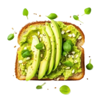 Toast with avocado and fish on a transparent background png