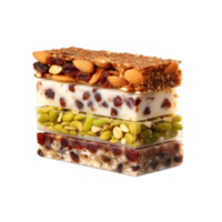 a stack of different types of bars isolate on transparent background png