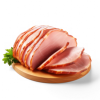 Ham, sliced and placed on a transparent background png