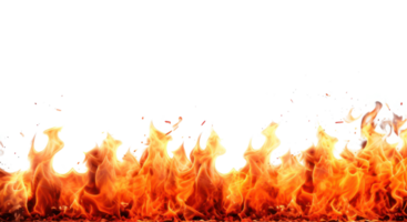 Fire flame in line coming from bottom photorealistic high quality isolated on transparent background png