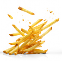 French fries falling on a isolate on transparent background png