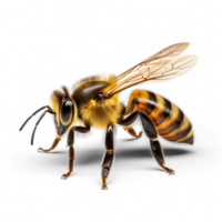 Close up of a perfect bee, high definition, 8k, very sharp on transparent background png