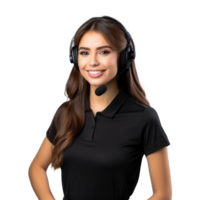 call center operator with headset on isolated background png