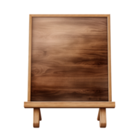 wooden easel with wooden frame on a isolate on transparent background png