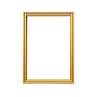 Create a simple golden frame full shot, flat, low detail, smooth, plain,minimal, straight design,transparent background png