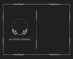 Funeral card. Empty card. Black and white background and frame. Funeral invitation vector